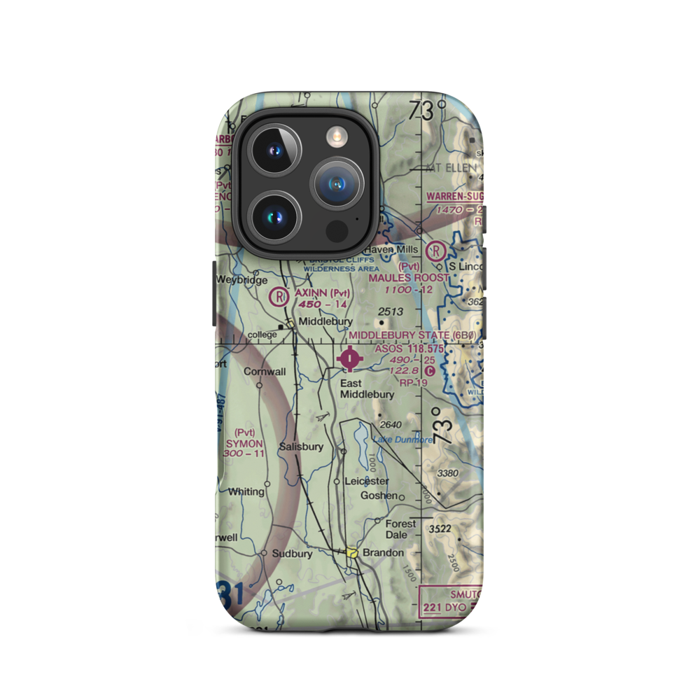 Middlebury State Airport (6B0) VFR Sectional  Tough iPhone Case iPhone 16 Pro model shown