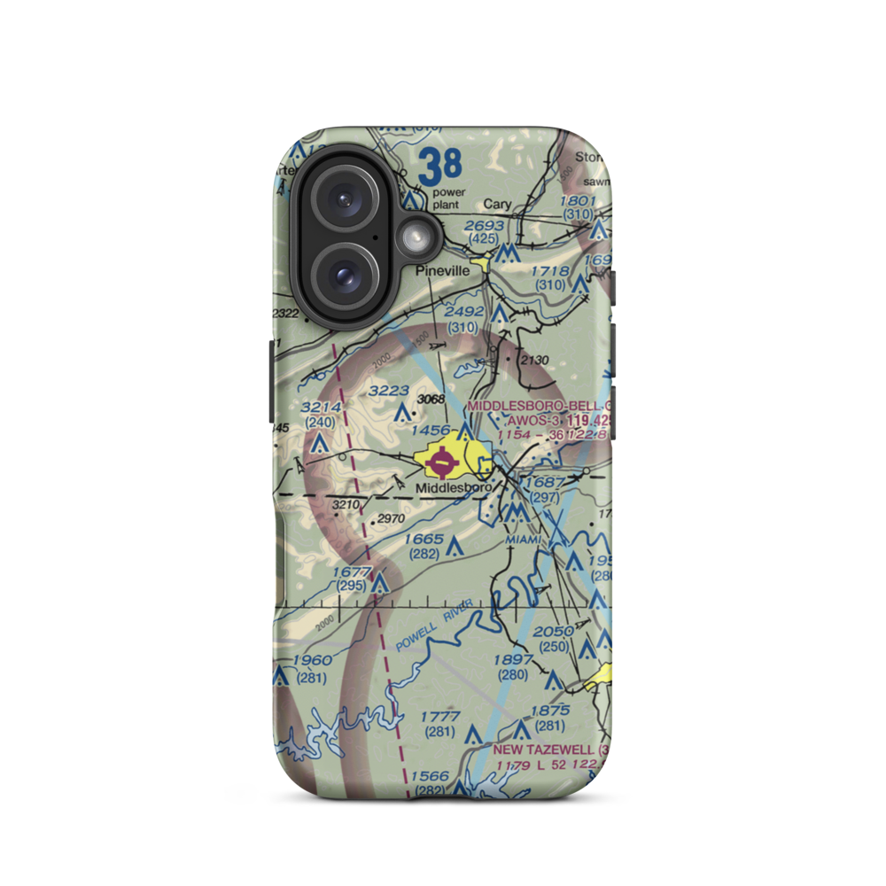 Middlesboro-Bell County Airport (1A6) VFR Sectional  Tough iPhone Case iPhone 16 model shown