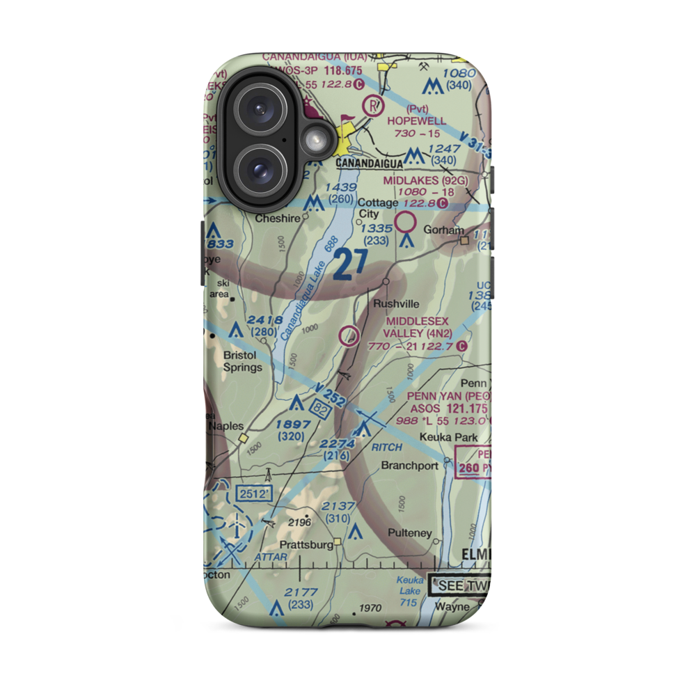 Middlesex Valley Airport (4N2) VFR Sectional  Tough iPhone Case iPhone 16 Plus model shown