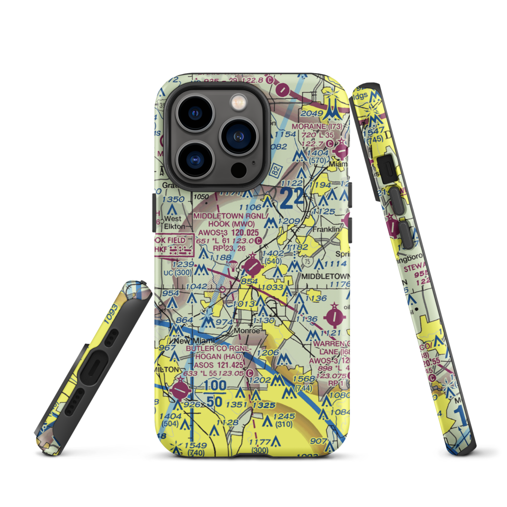 Middletown Regional Airport (MWO) VFR Sectional  Tough iPhone Case iPhone 13 Pro model shown
