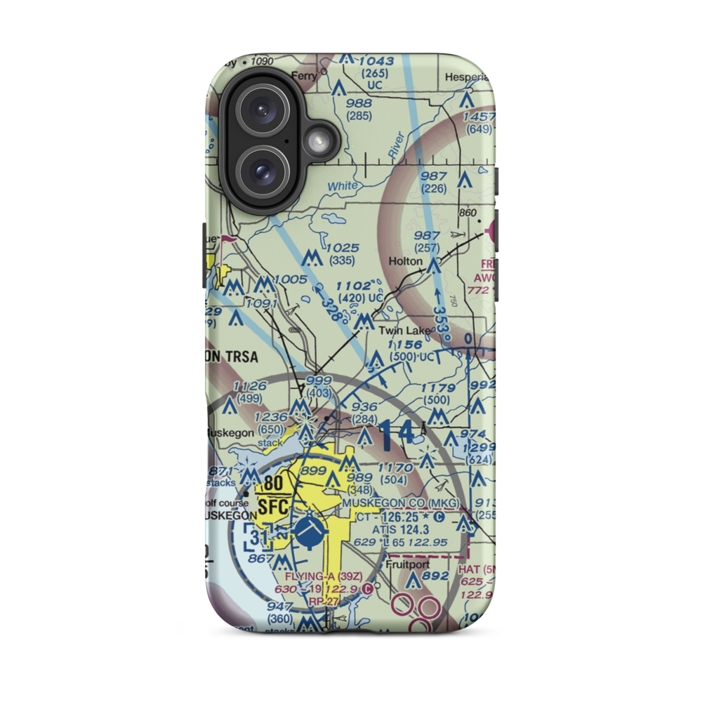 Midget Airport (MI86) VFR Sectional  Tough iPhone Case iPhone 16 Plus model shown