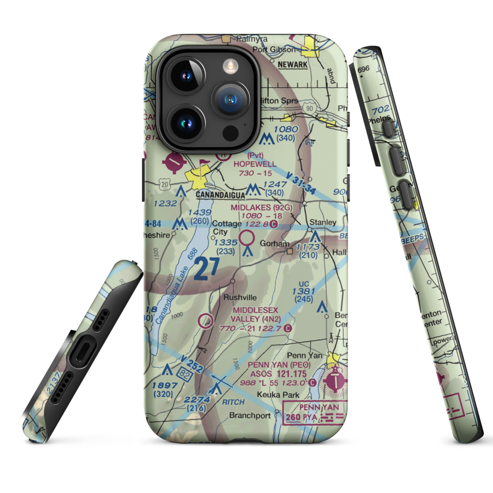 Midlakes Airport (92G) VFR Sectional  Tough iPhone Case iPhone 15 Pro Max model shown