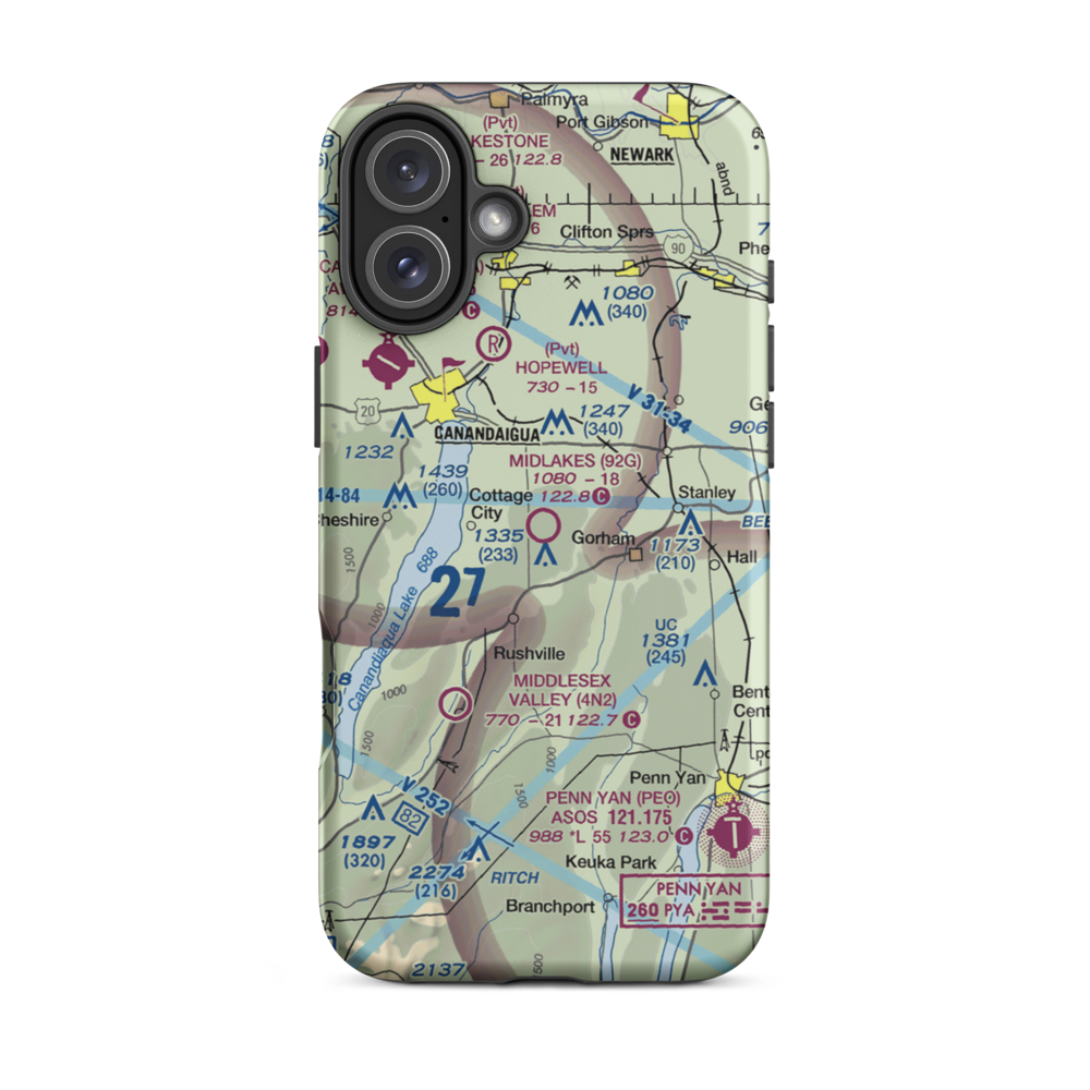 Midlakes Airport (92G) VFR Sectional  Tough iPhone Case iPhone 16 Plus model shown