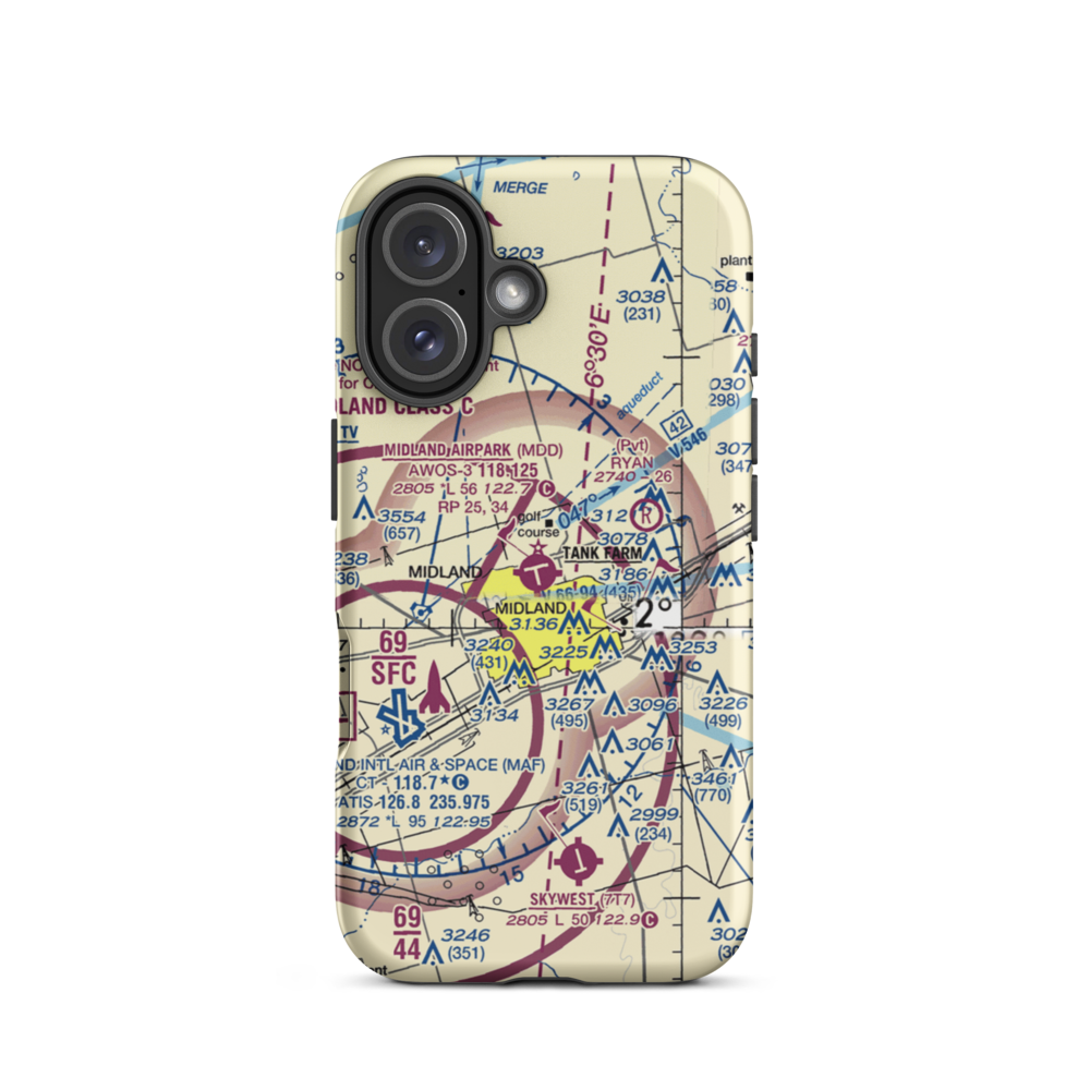 Midland Airpark (MDD) VFR Sectional  Tough iPhone Case iPhone 16 model shown
