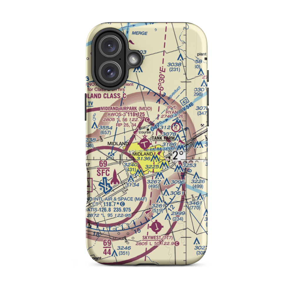 Midland Airpark (MDD) VFR Sectional  Tough iPhone Case iPhone 16 Plus model shown
