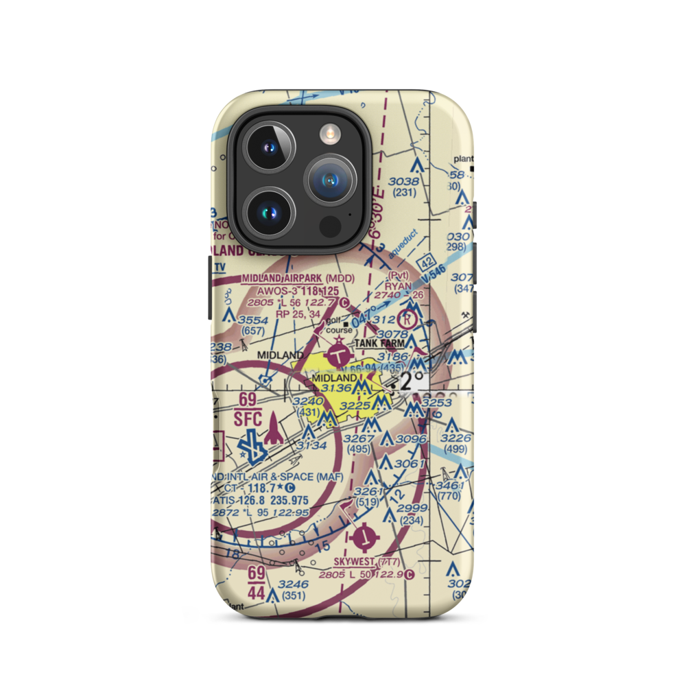 Midland Airpark (MDD) VFR Sectional  Tough iPhone Case iPhone 16 Pro model shown