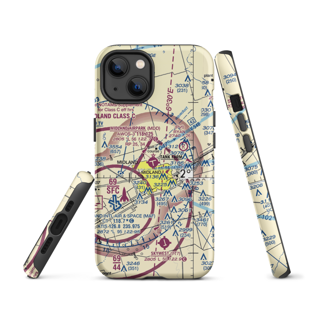 Midland Airpark (MDD) VFR Sectional  Tough iPhone Case iPhone 13 model shown