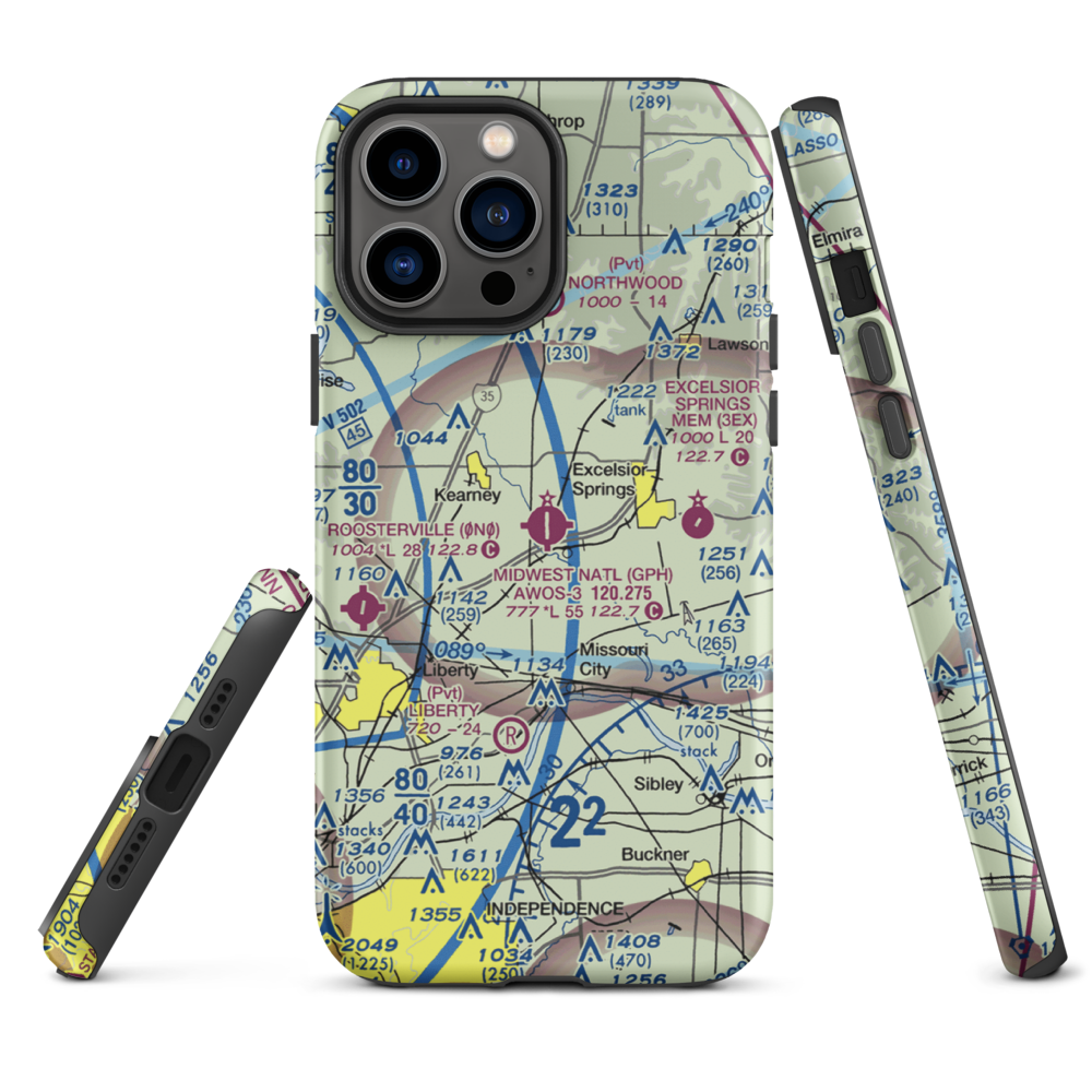 Midwest National Air Center Airport (GPH) VFR Sectional  Tough iPhone Case iPhone 13 Pro Max model shown