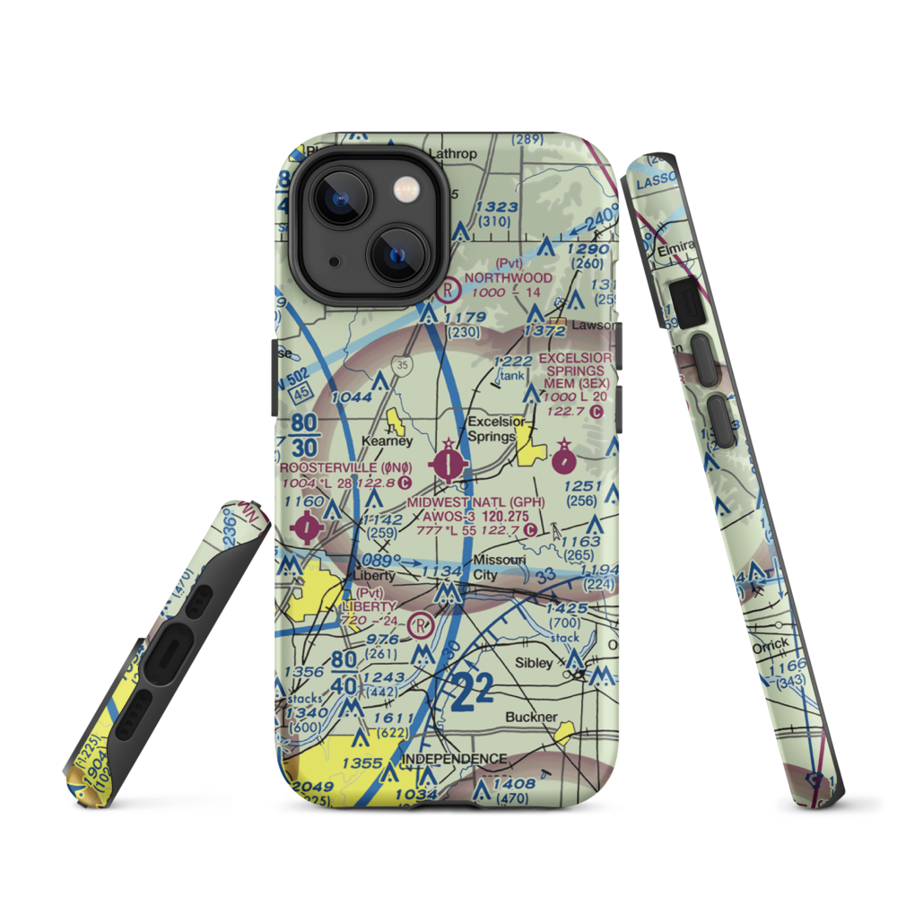 Midwest National Air Center Airport (GPH) VFR Sectional  Tough iPhone Case iPhone 14 model shown