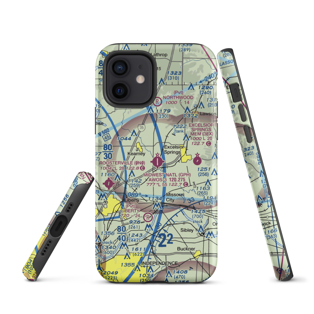 Midwest National Air Center Airport (GPH) VFR Sectional  Tough iPhone Case iPhone 12 model shown
