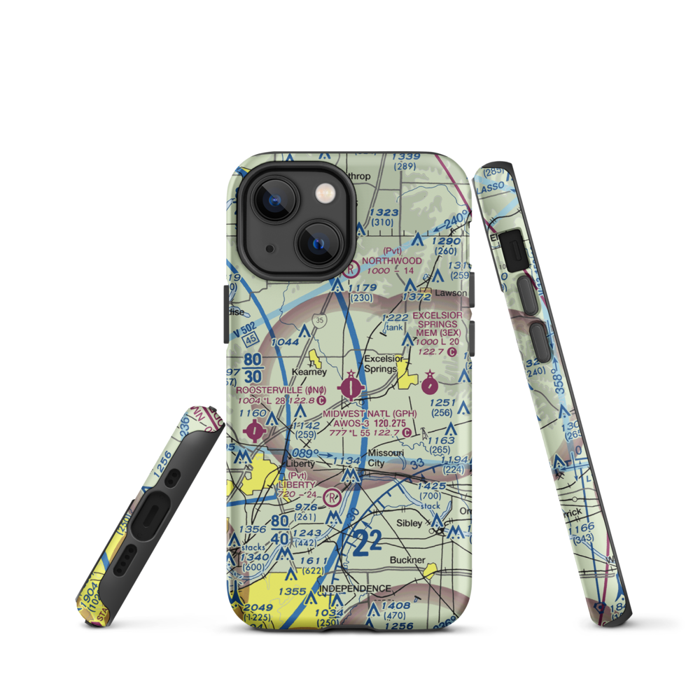 Midwest National Air Center Airport (GPH) VFR Sectional  Tough iPhone Case iPhone 13 mini model shown