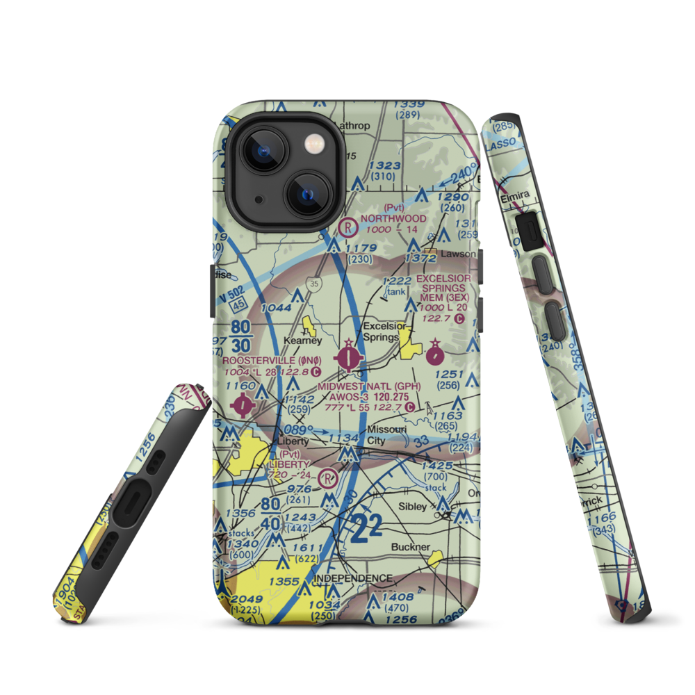 Midwest National Air Center Airport (GPH) VFR Sectional  Tough iPhone Case iPhone 13 model shown
