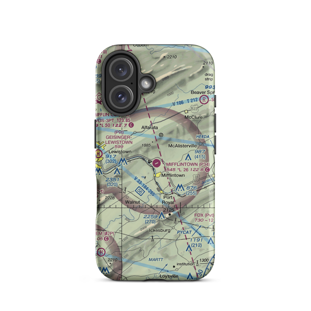Mifflintown Airport (P34) VFR Sectional  Tough iPhone Case iPhone 16 model shown