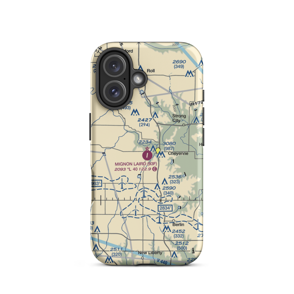 Mignon Laird Municipal Airport (93F) VFR Sectional  Tough iPhone Case iPhone 16 model shown