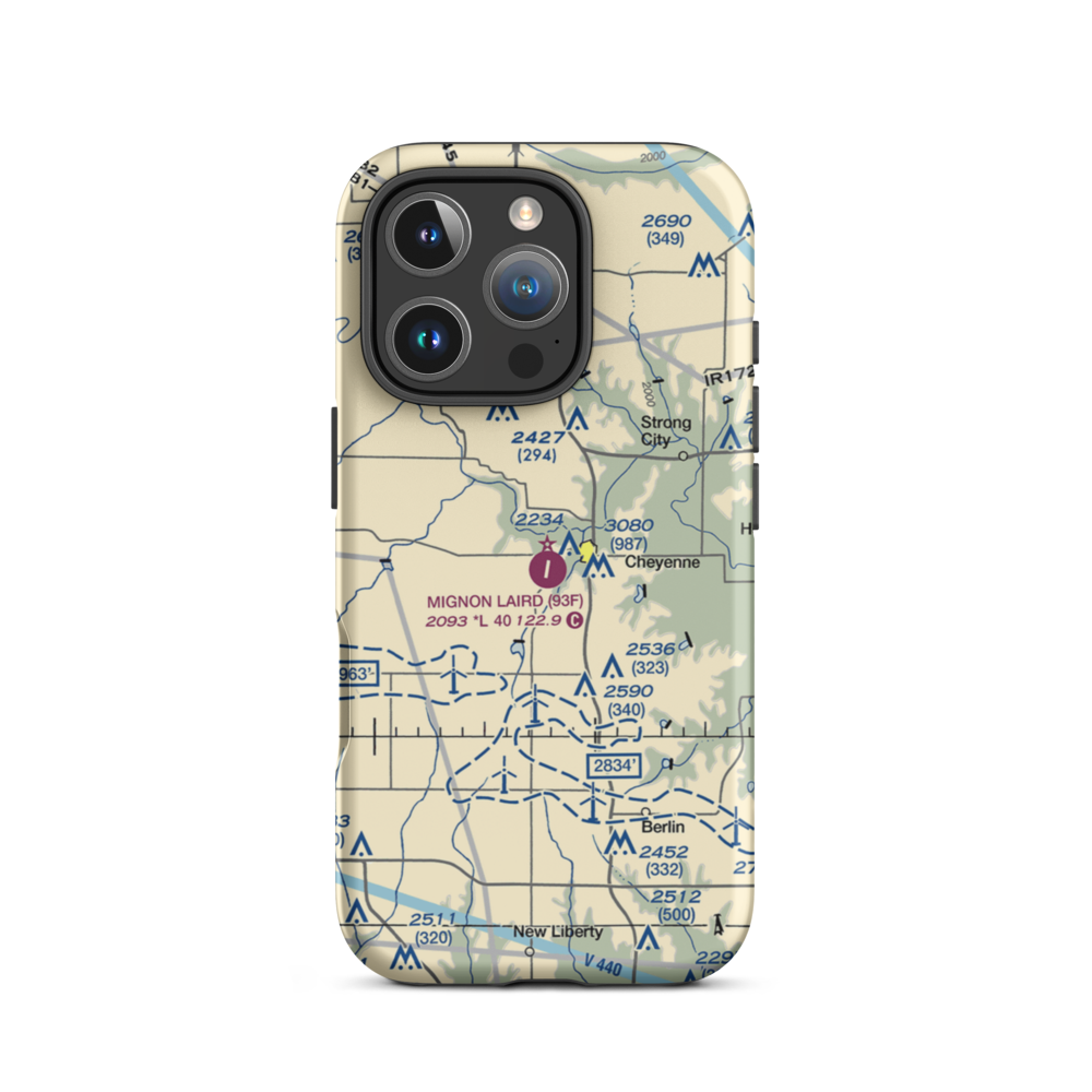 Mignon Laird Municipal Airport (93F) VFR Sectional  Tough iPhone Case iPhone 16 Pro model shown