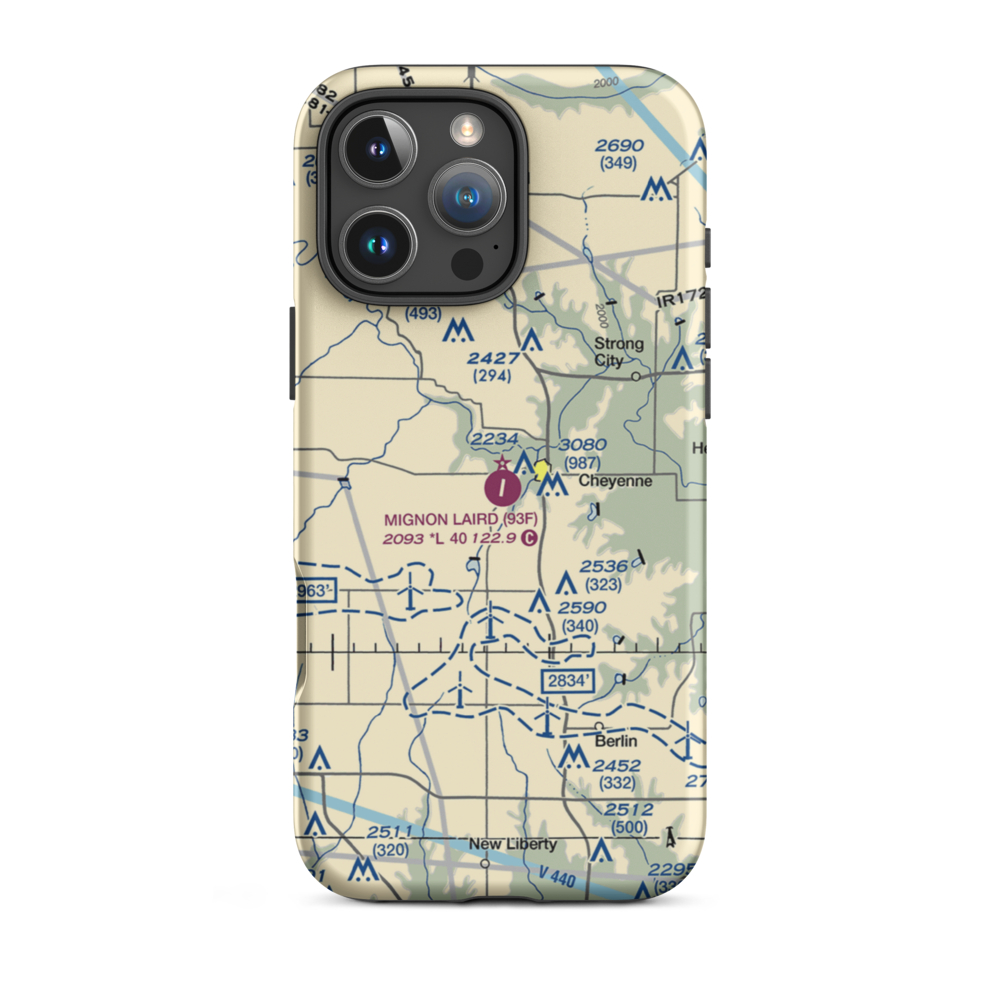 Mignon Laird Municipal Airport (93F) VFR Sectional  Tough iPhone Case iPhone 16 Pro Max model shown