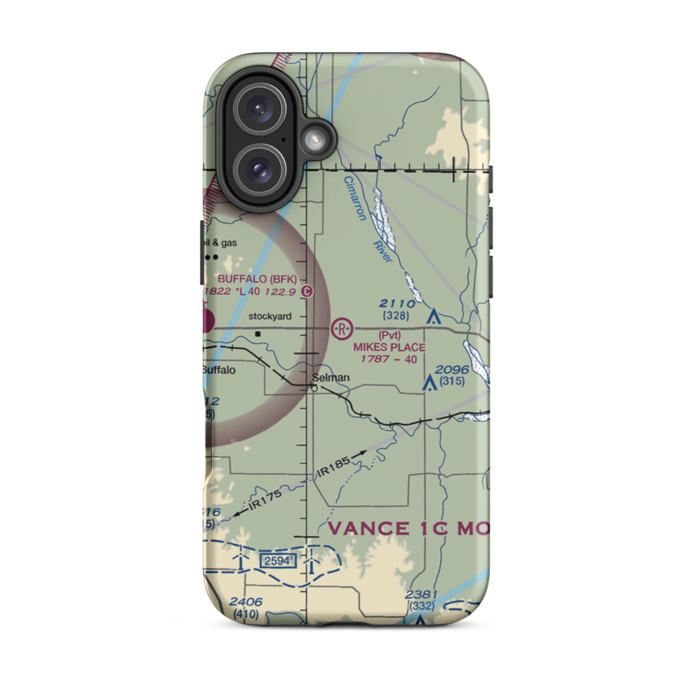 Mike's Place Airport (96OK) VFR Sectional  Tough iPhone Case iPhone 16 Plus model shown