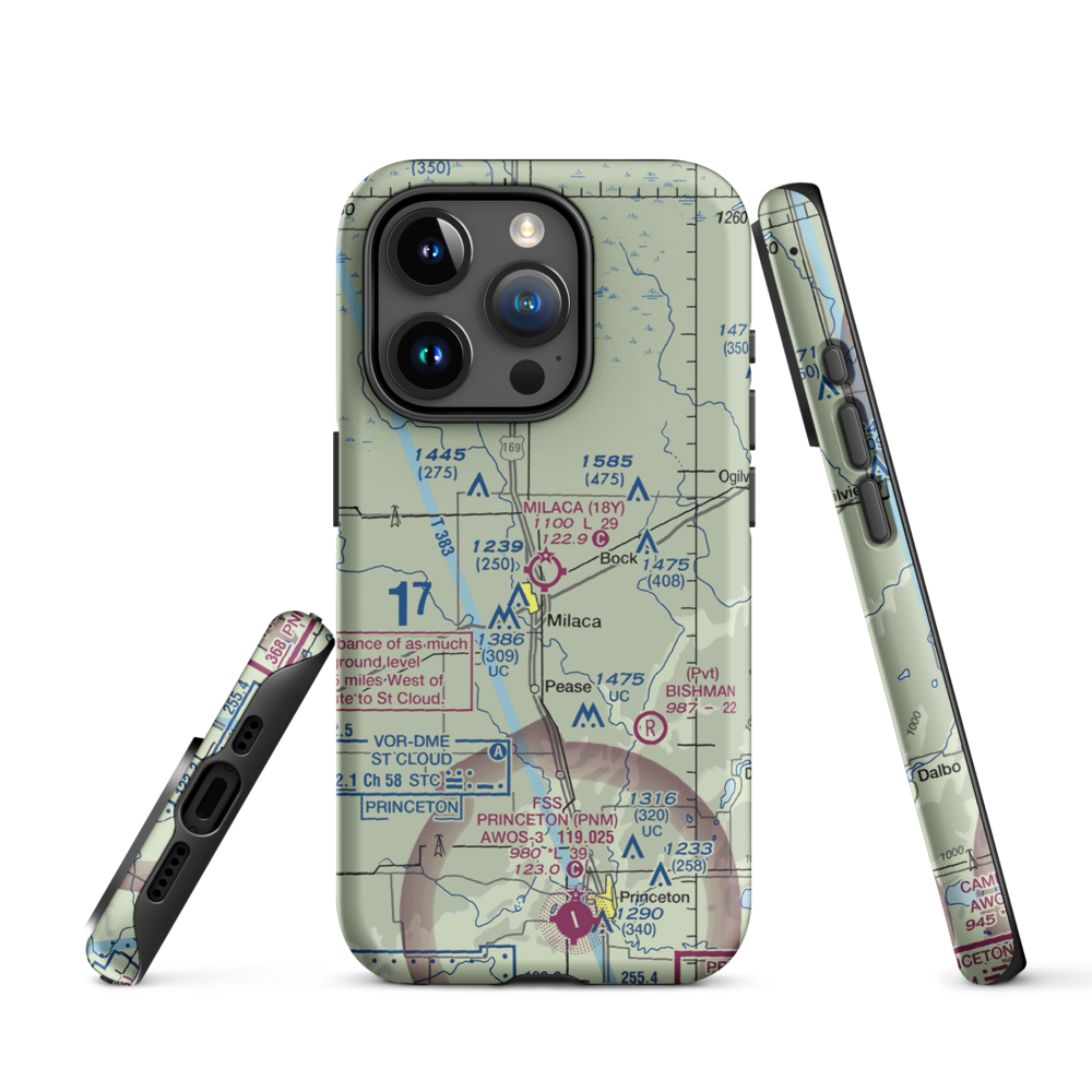 Milaca Municipal Airport (18Y) VFR Sectional  Tough iPhone Case iPhone 15 Pro model shown