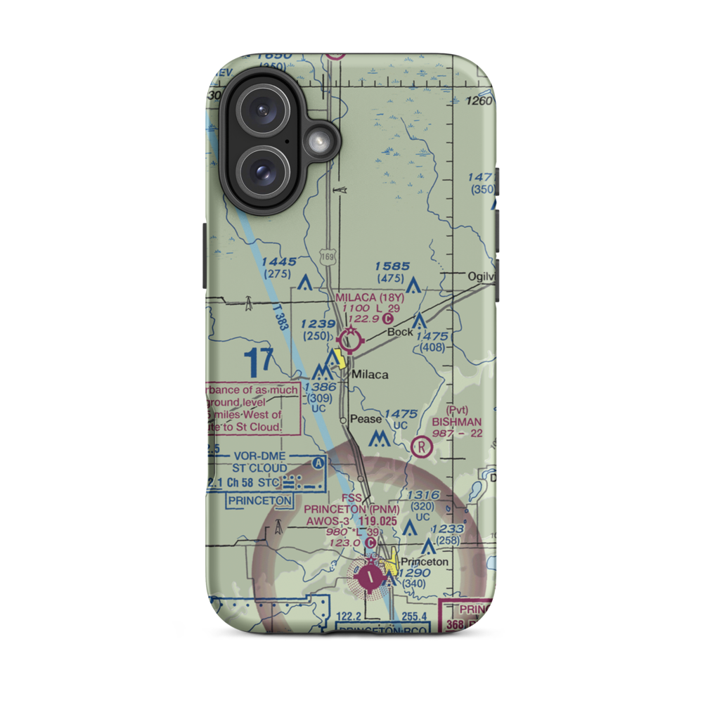 Milaca Municipal Airport (18Y) VFR Sectional  Tough iPhone Case iPhone 16 Plus model shown