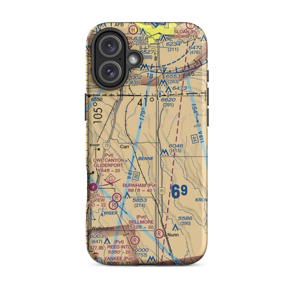 Mile Hi Airport (47CO) VFR Sectional  Tough iPhone Case iPhone 16 Plus model shown