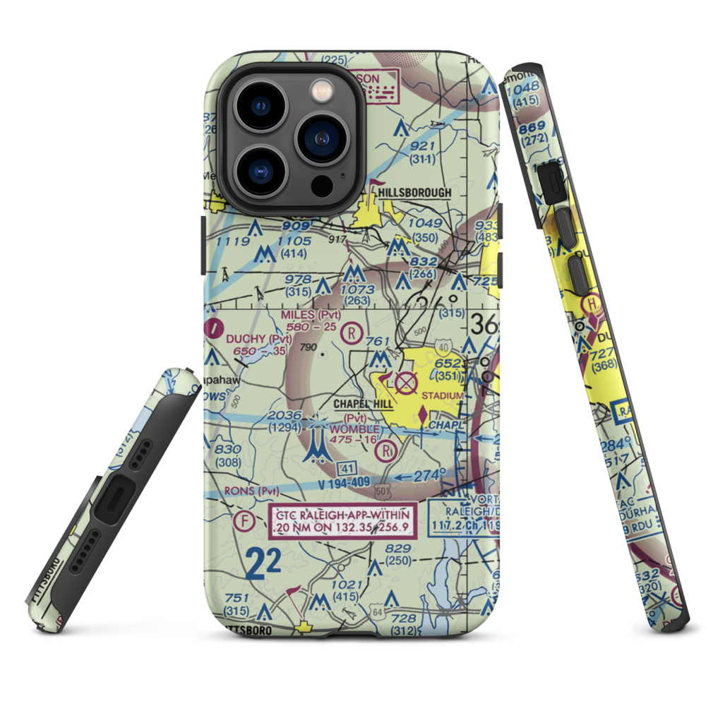Miles Airport (NC34) VFR Sectional  Tough iPhone Case iPhone 13 Pro Max model shown