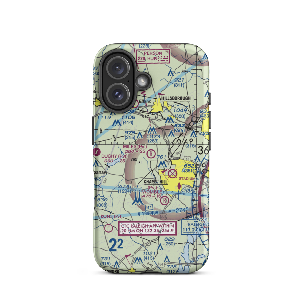 Miles Airport (NC34) VFR Sectional  Tough iPhone Case iPhone 16 model shown
