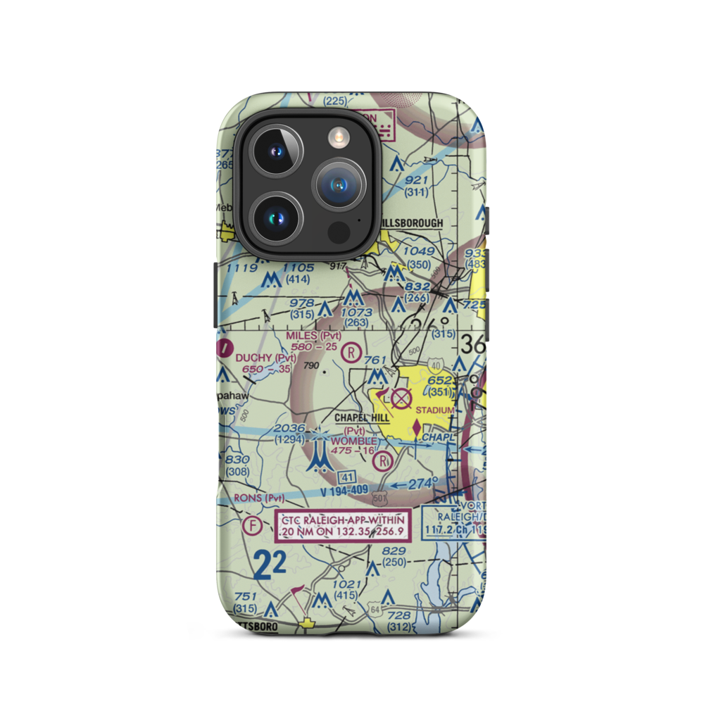 Miles Airport (NC34) VFR Sectional  Tough iPhone Case iPhone 16 Pro model shown