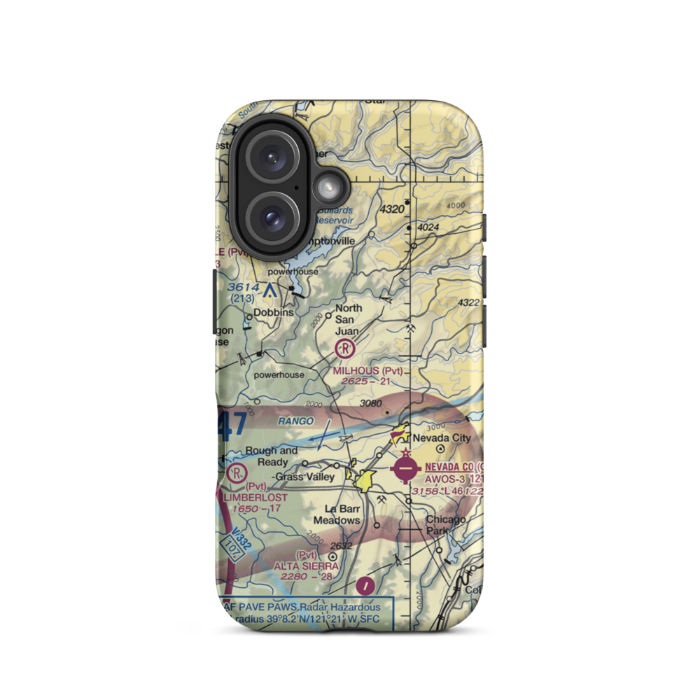 Milhous Ranch Airport (79CL) VFR Sectional  Tough iPhone Case iPhone 16 model shown