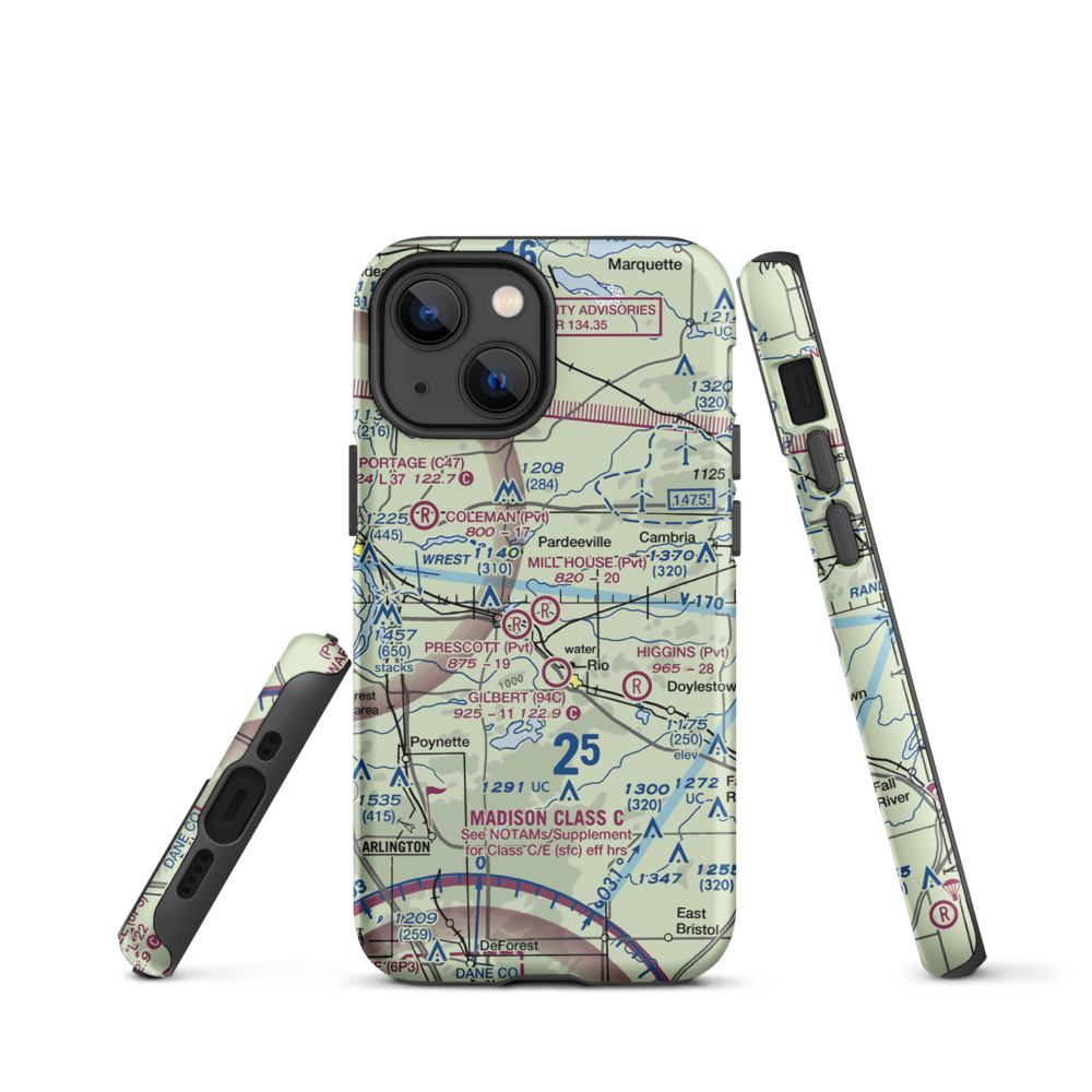 Mill House Field (WS15) VFR Sectional  Tough iPhone Case iPhone 13 mini model shown