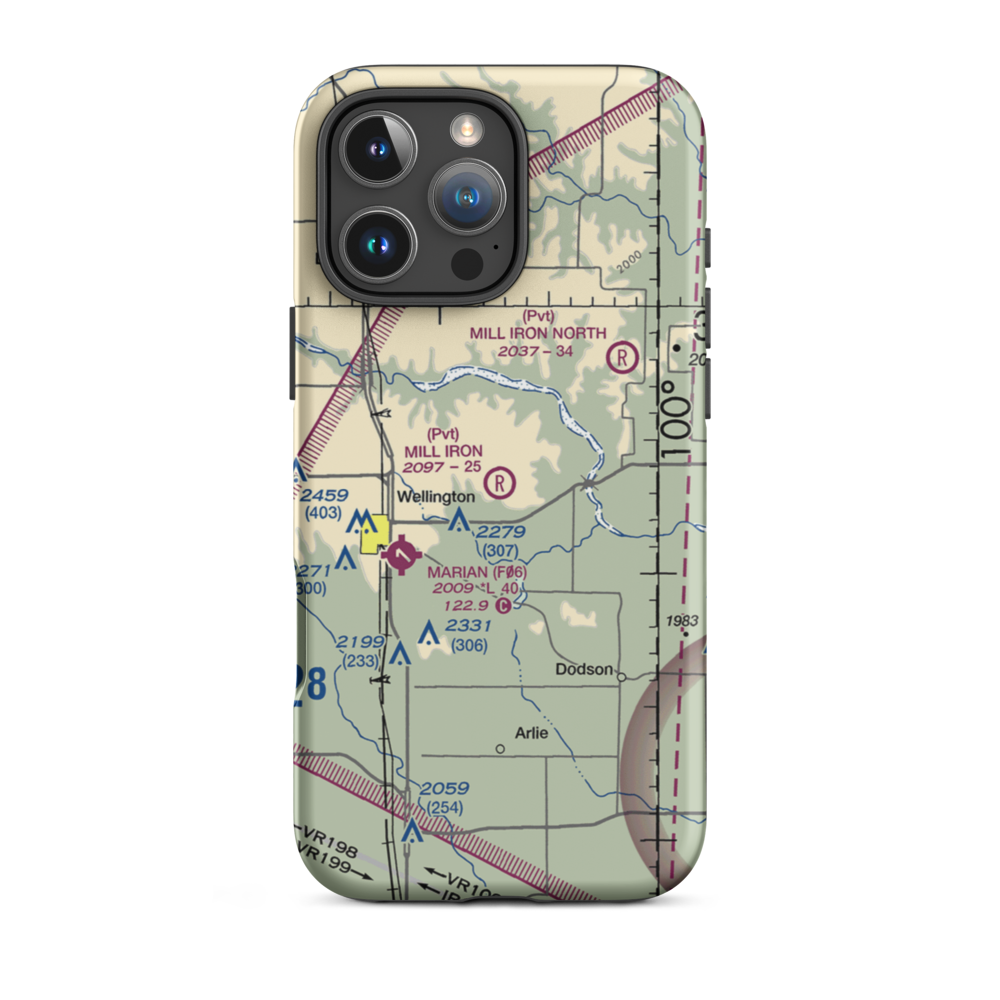 Mill Iron Ranch South Airport (36XS) VFR Sectional  Tough iPhone Case iPhone 16 Pro Max model shown
