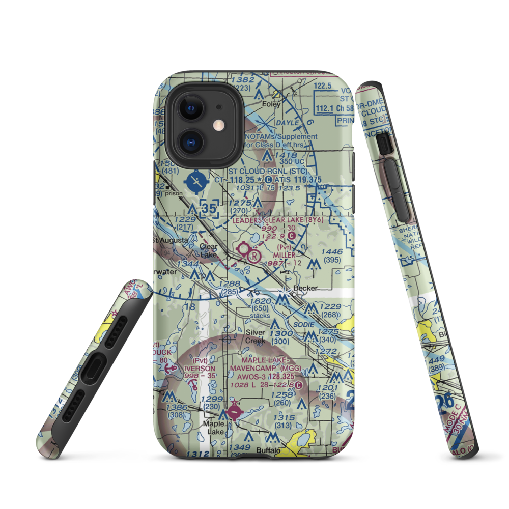 Miller Airport (2MY4) VFR Sectional  Tough iPhone Case iPhone 11 model shown