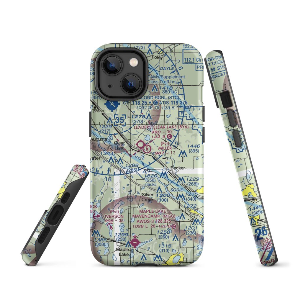 Miller Airport (2MY4) VFR Sectional  Tough iPhone Case iPhone 14 model shown