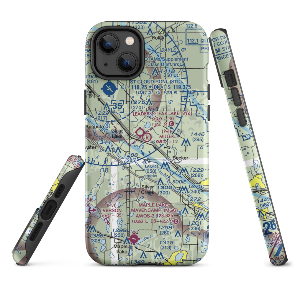 Miller Airport (2MY4) VFR Sectional  Tough iPhone Case iPhone 14 Plus model shown