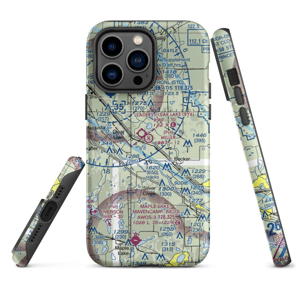 Miller Airport (2MY4) VFR Sectional  Tough iPhone Case iPhone 14 Pro Max model shown