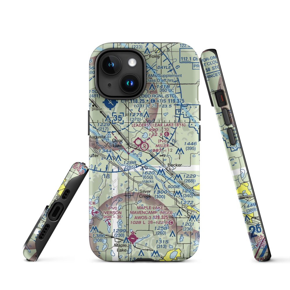 Miller Airport (2MY4) VFR Sectional  Tough iPhone Case iPhone 15 model shown