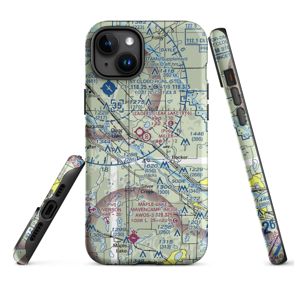 Miller Airport (2MY4) VFR Sectional  Tough iPhone Case iPhone 15 Plus model shown