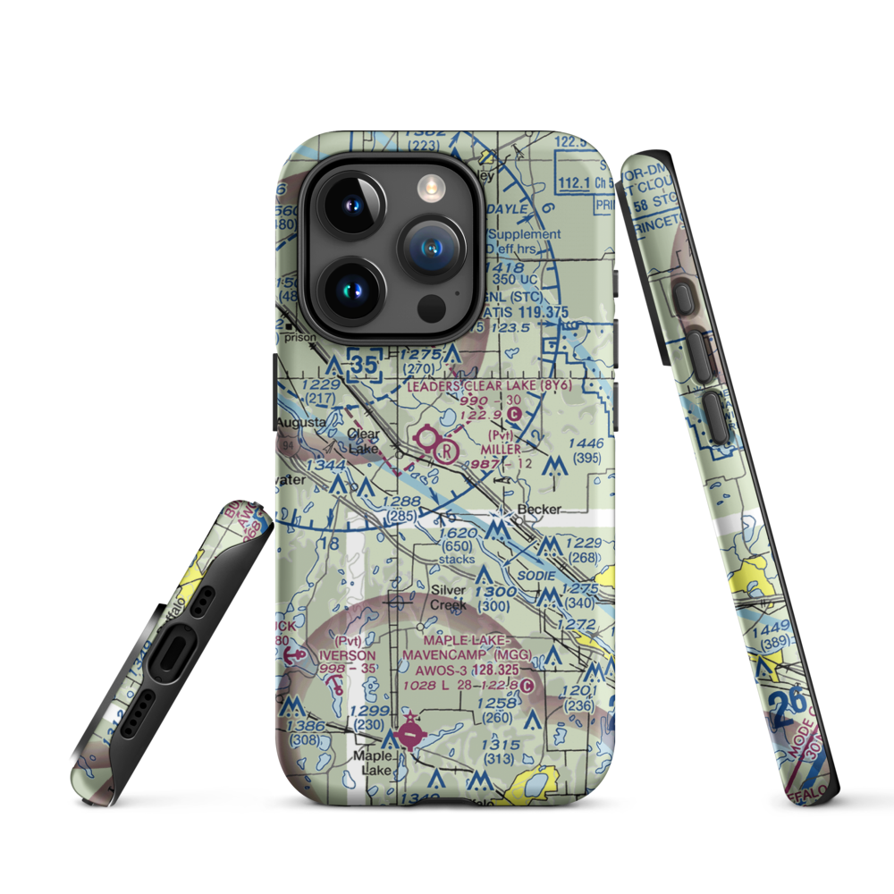 Miller Airport (2MY4) VFR Sectional  Tough iPhone Case iPhone 15 Pro model shown