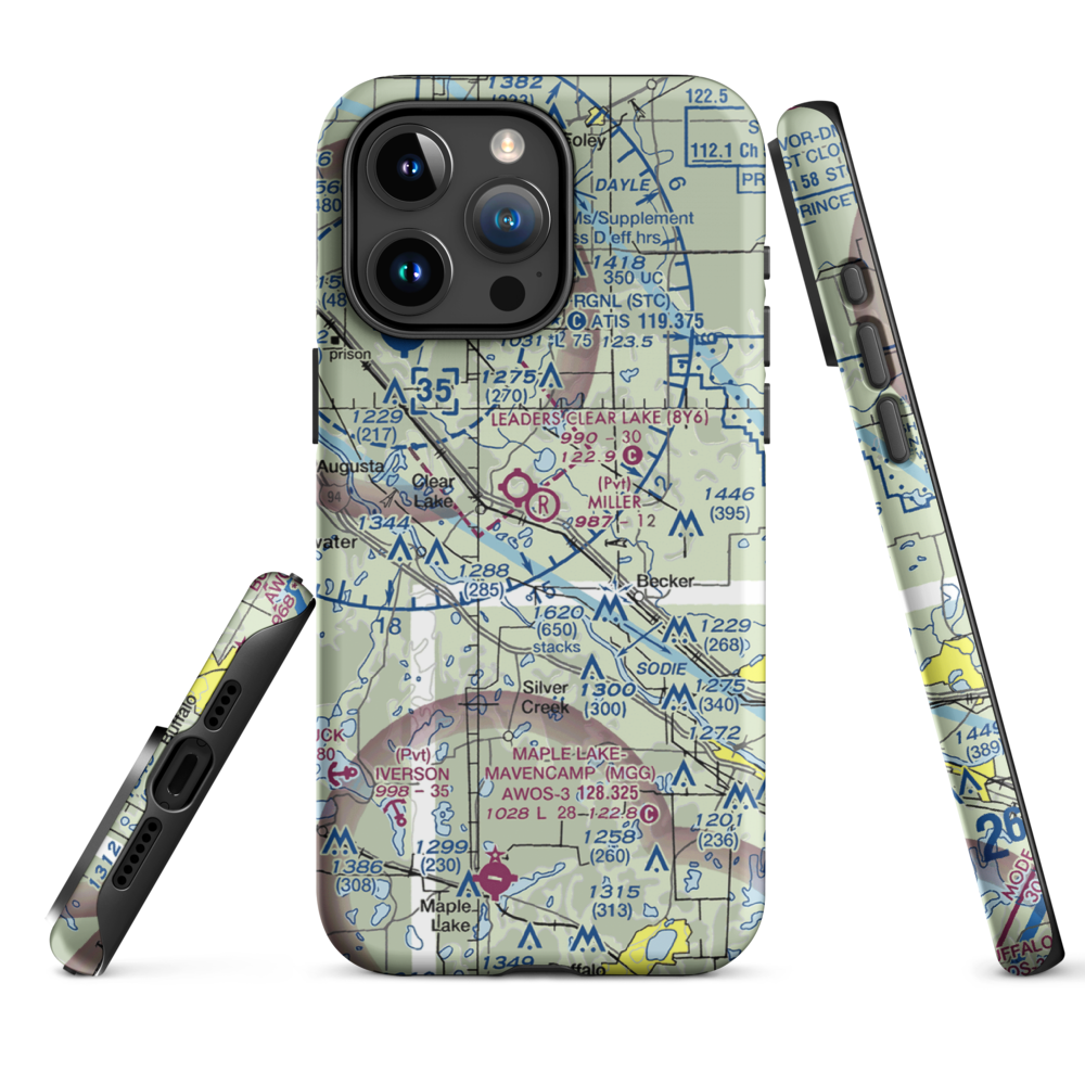 Miller Airport (2MY4) VFR Sectional  Tough iPhone Case iPhone 15 Pro Max model shown
