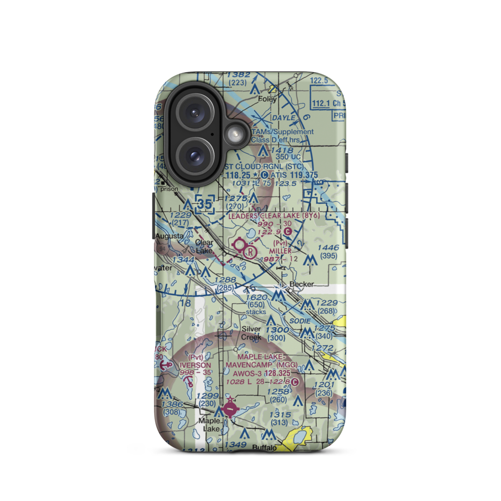 Miller Airport (2MY4) VFR Sectional  Tough iPhone Case iPhone 16 model shown