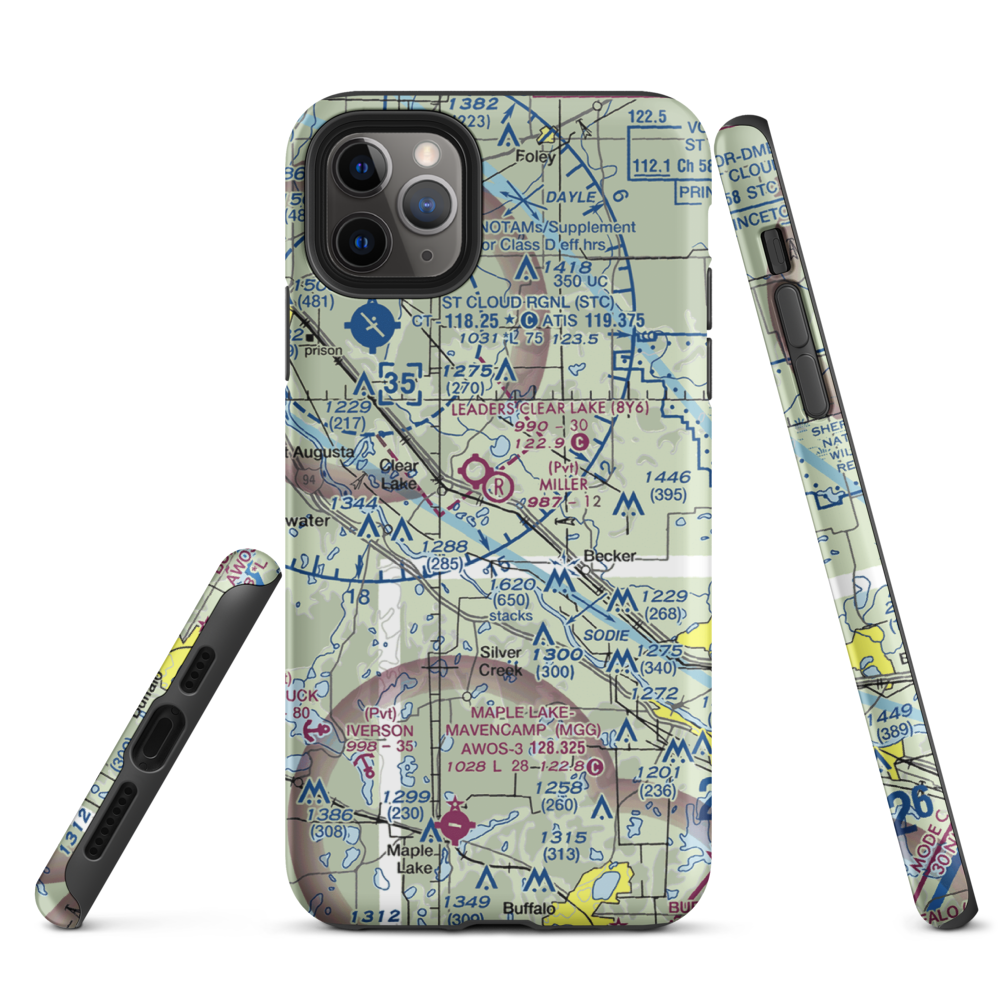 Miller Airport (2MY4) VFR Sectional  Tough iPhone Case iPhone 11 Pro Max model shown
