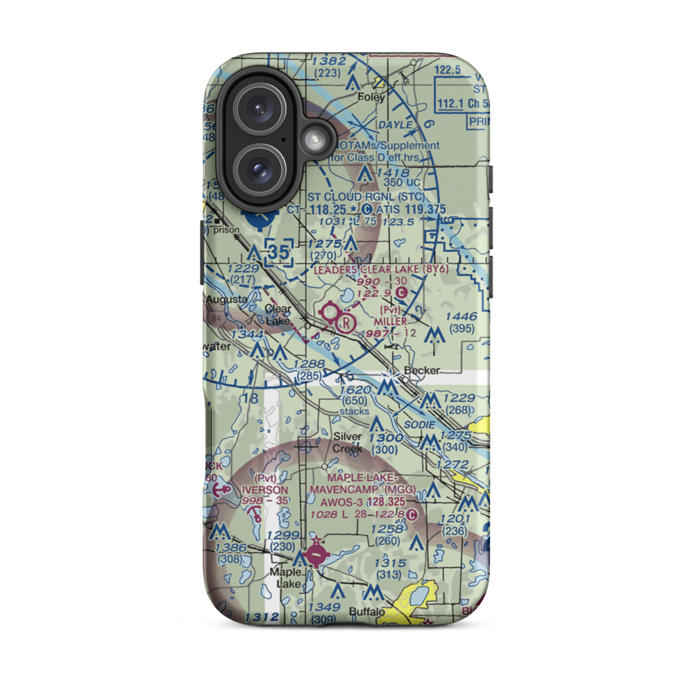 Miller Airport (2MY4) VFR Sectional  Tough iPhone Case iPhone 16 Plus model shown