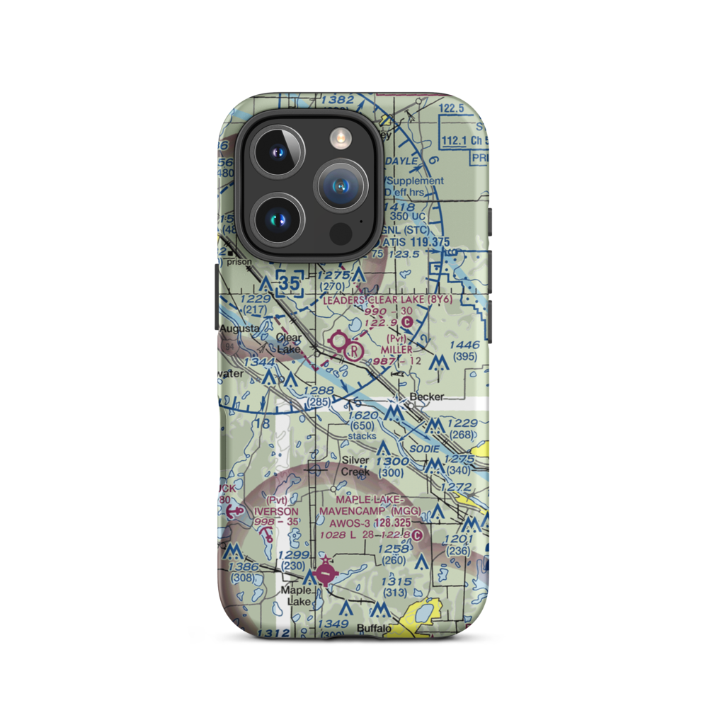 Miller Airport (2MY4) VFR Sectional  Tough iPhone Case iPhone 16 Pro model shown