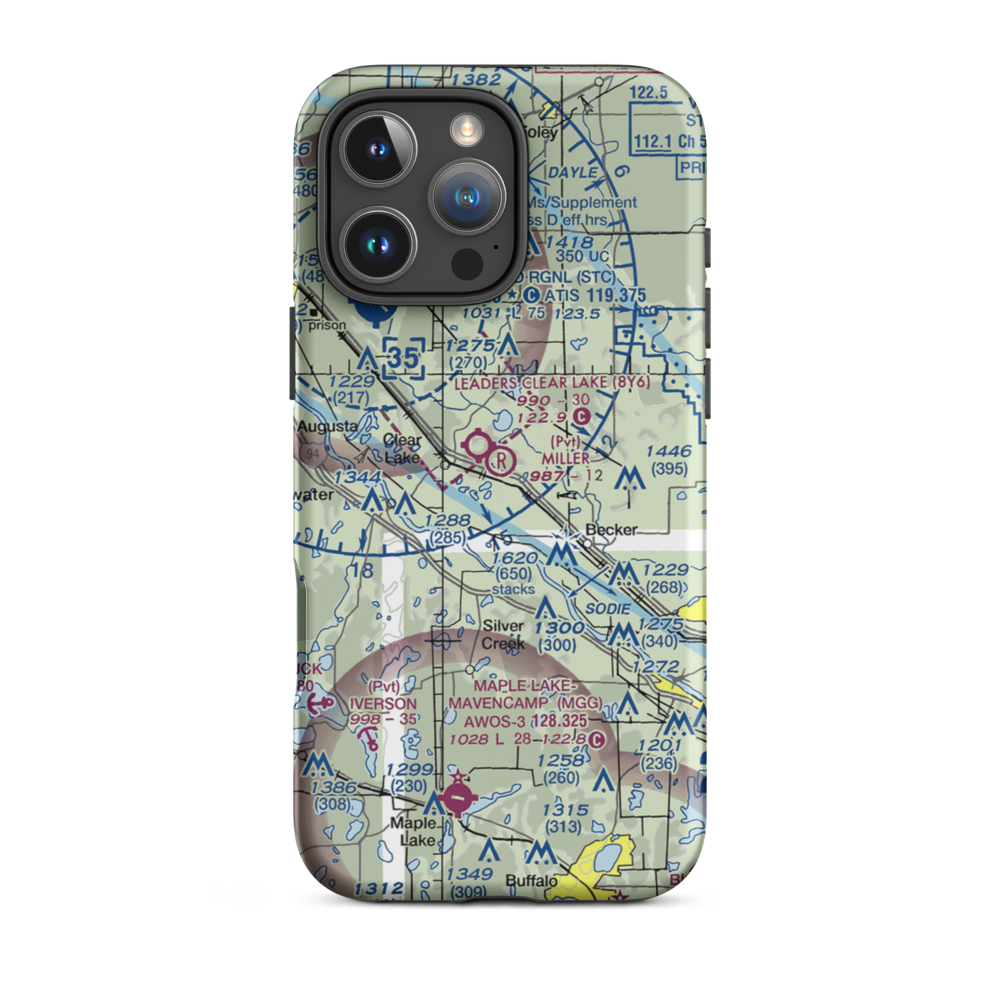 Miller Airport (2MY4) VFR Sectional  Tough iPhone Case iPhone 16 Pro Max model shown