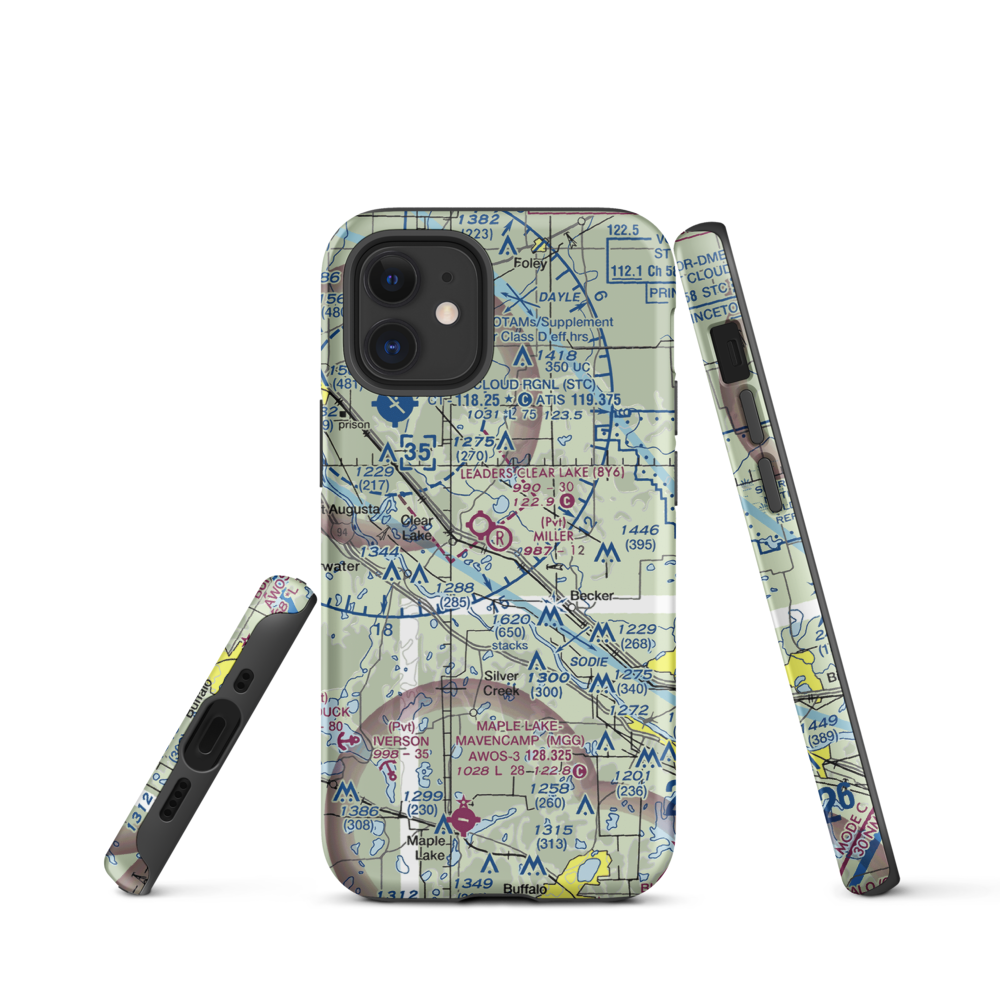 Miller Airport (2MY4) VFR Sectional  Tough iPhone Case iPhone 12 mini model shown