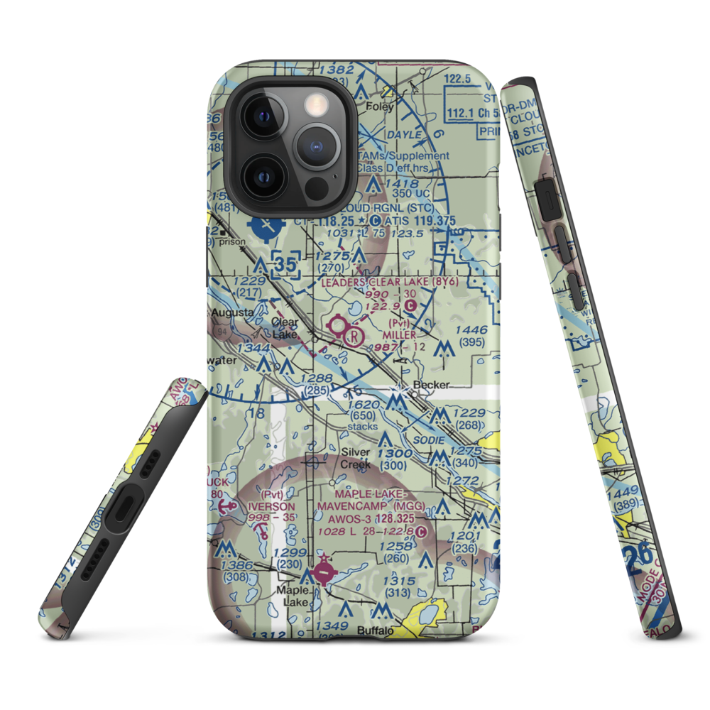 Miller Airport (2MY4) VFR Sectional  Tough iPhone Case iPhone 12 Pro Max model shown
