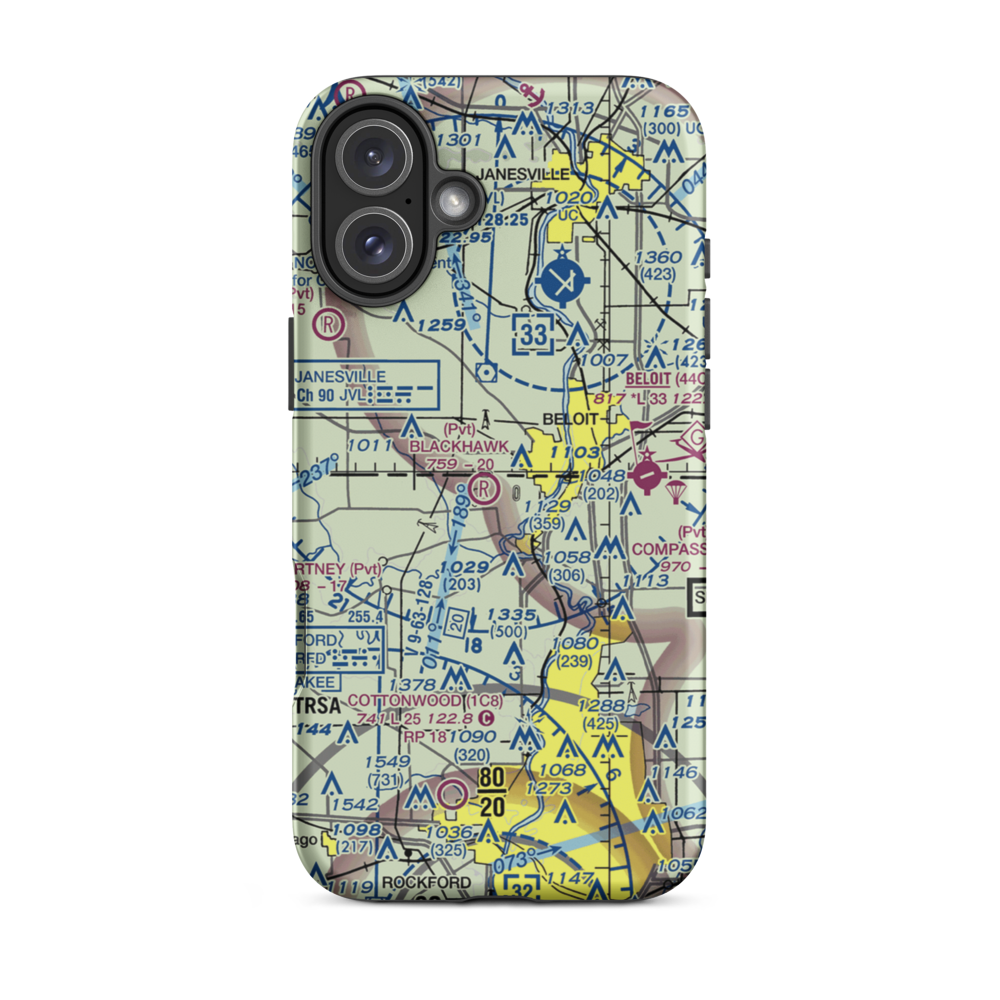 Miller Airport (3LL0) VFR Sectional  Tough iPhone Case iPhone 16 Plus model shown
