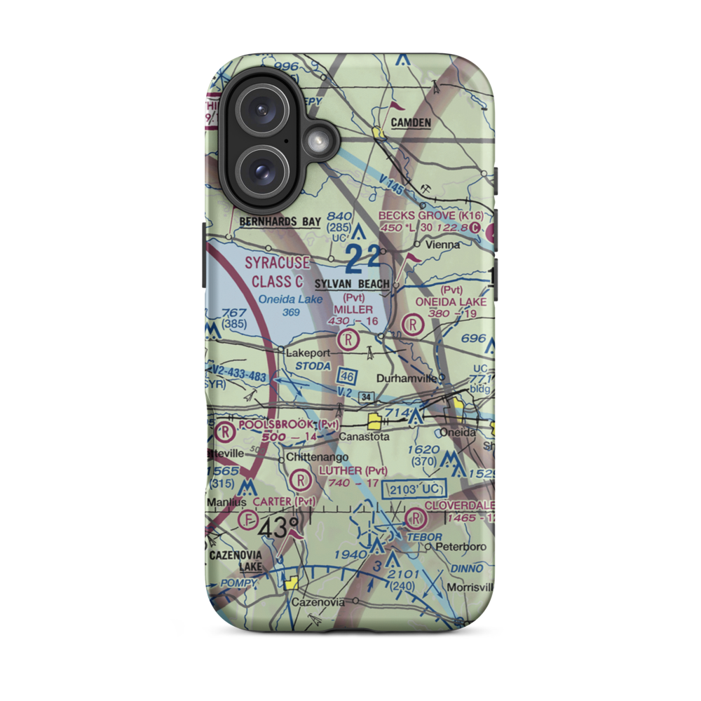 Miller Airport (3NY1) VFR Sectional  Tough iPhone Case iPhone 16 Plus model shown