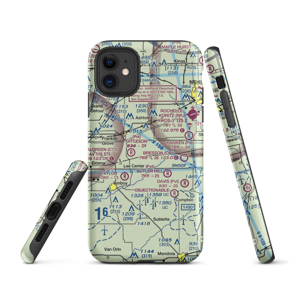 Miller Airport (79IL) VFR Sectional  Tough iPhone Case iPhone 11 model shown