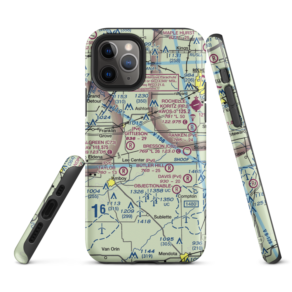 Miller Airport (79IL) VFR Sectional  Tough iPhone Case iPhone 11 Pro model shown