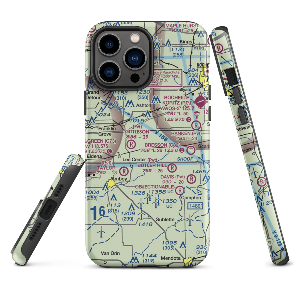 Miller Airport (79IL) VFR Sectional  Tough iPhone Case iPhone 13 Pro Max model shown
